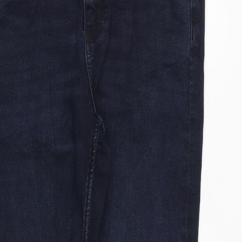 Marks and Spencer Womens Blue Cotton Straight Jeans Size 12 Regular Zip