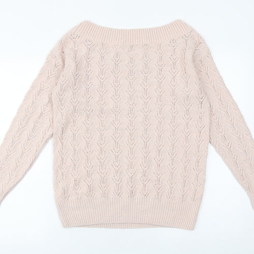 NEXT Womens Pink Round Neck Acrylic Pullover Jumper Size S