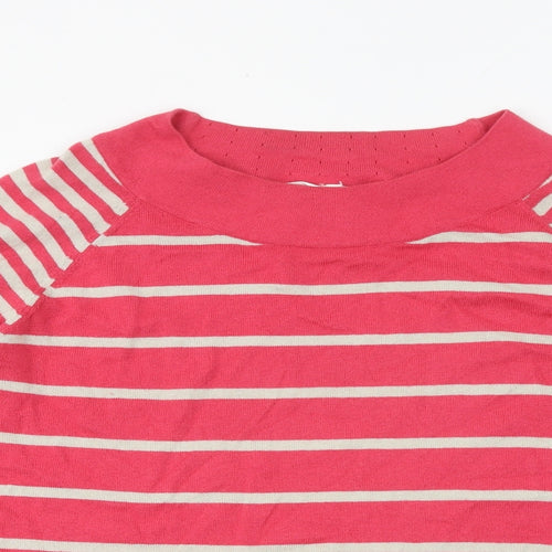 Thought Womens Pink Round Neck Striped Cotton Pullover Jumper Size M
