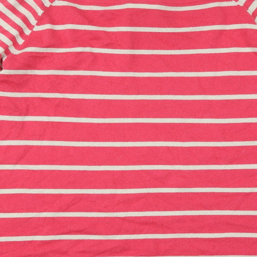 Thought Womens Pink Round Neck Striped Cotton Pullover Jumper Size M