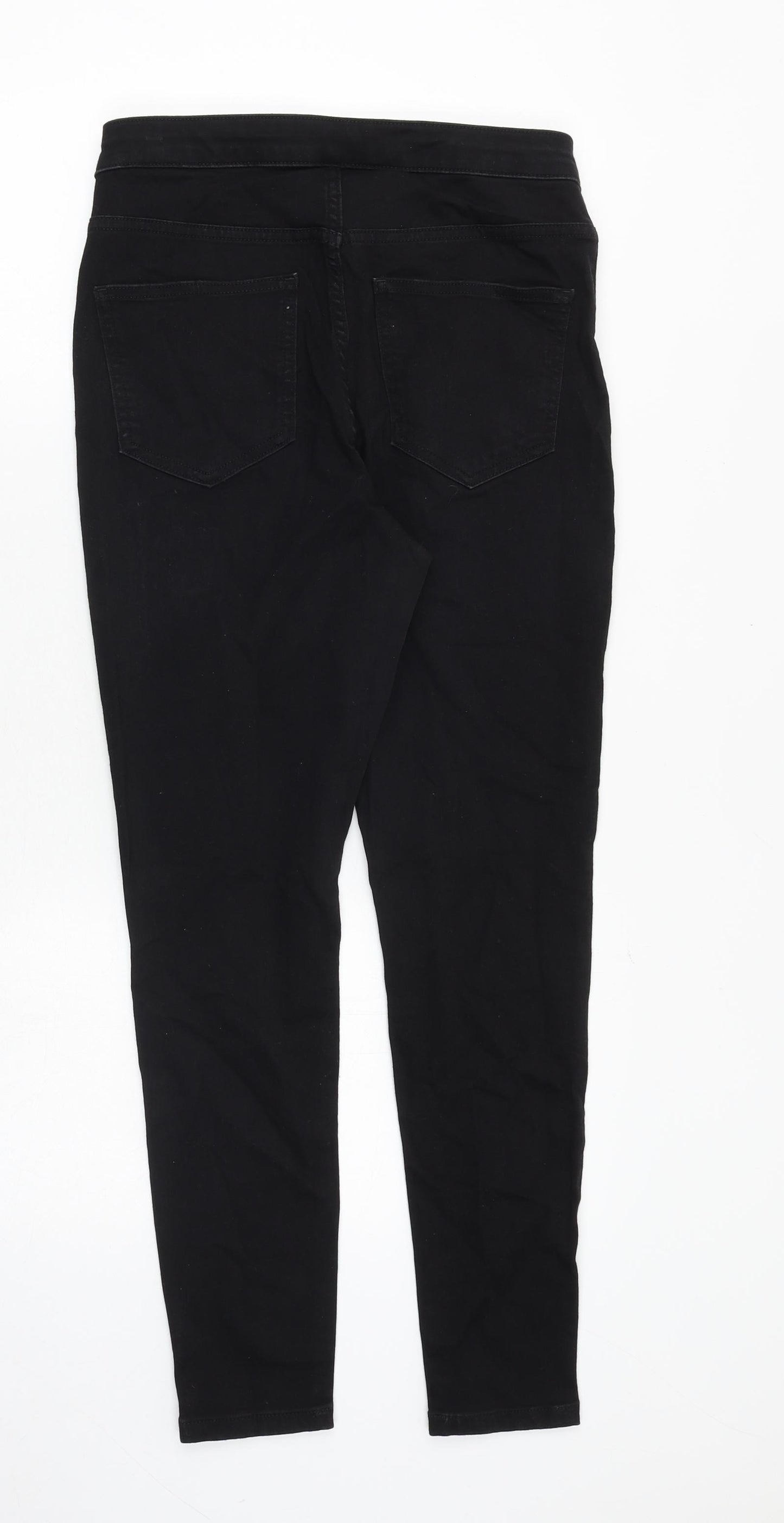 Marks and Spencer Womens Black Cotton Skinny Jeans Size 12 Extra-Slim Zip