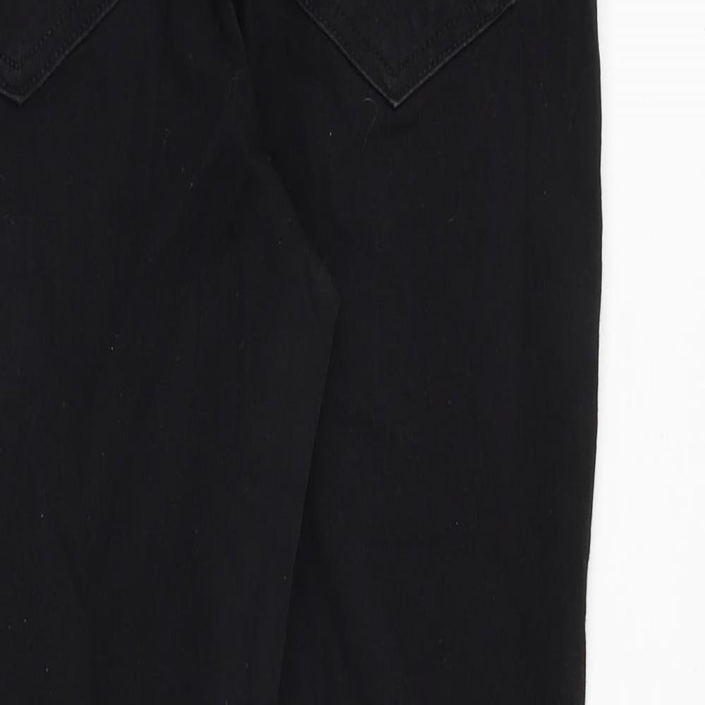 Marks and Spencer Womens Black Cotton Skinny Jeans Size 12 Extra-Slim Zip