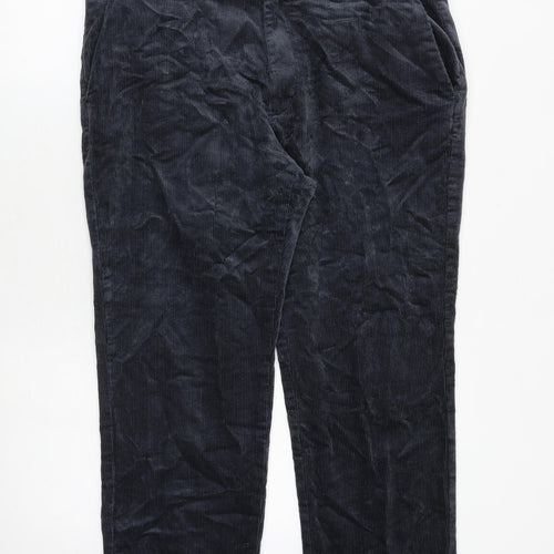 Marks and Spencer Mens Grey Cotton Trousers Size 38 in L29 in Regular Zip