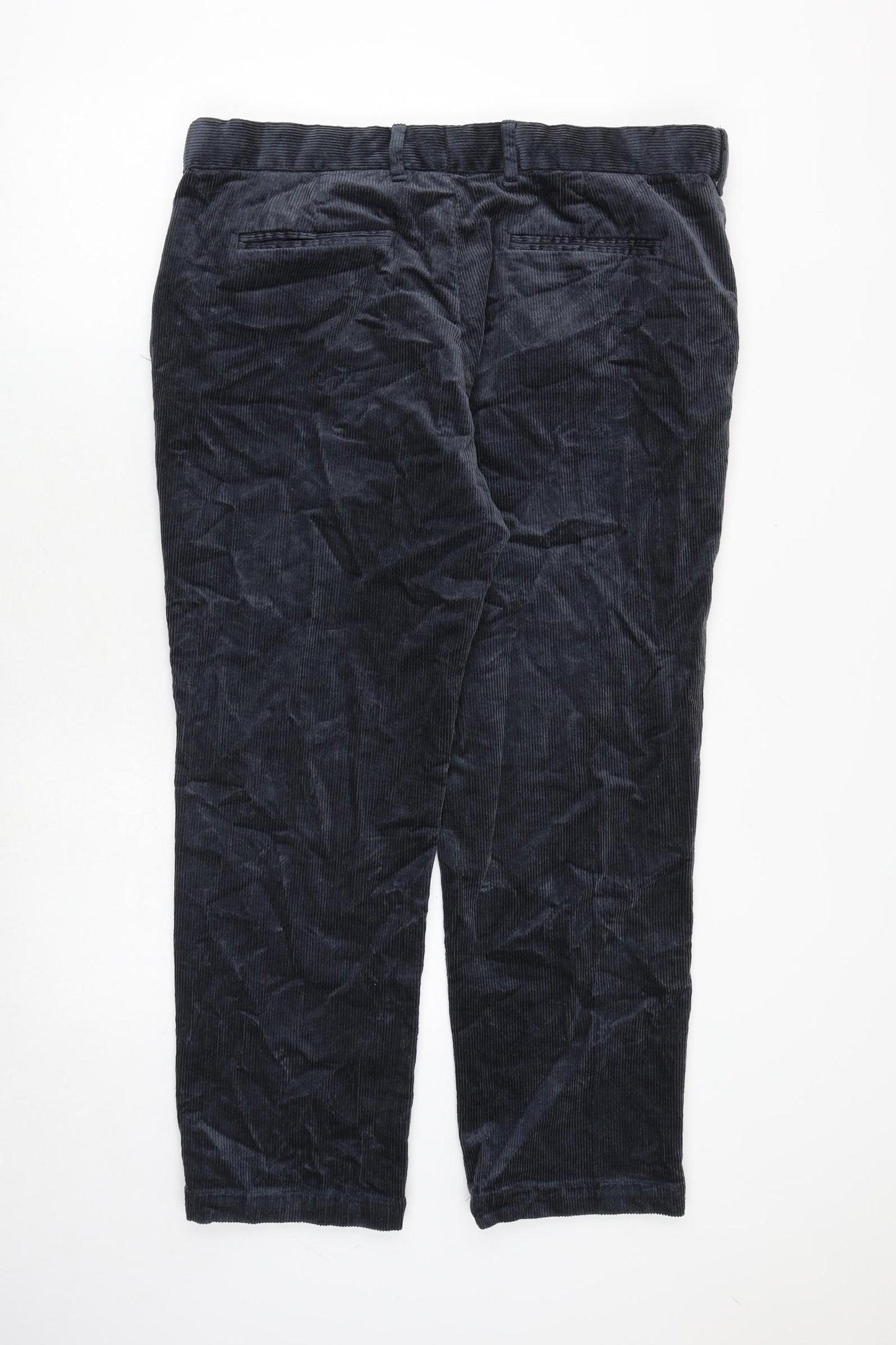 Marks and Spencer Mens Grey Cotton Trousers Size 38 in L29 in Regular Zip