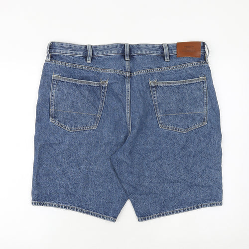 Marks and Spencer Mens Blue Cotton Bermuda Shorts Size 40 in Regular Zip