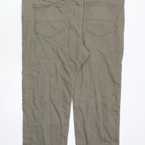 Marks and Spencer Mens Green Cotton Straight Jeans Size 44 in Extra-Slim Zip
