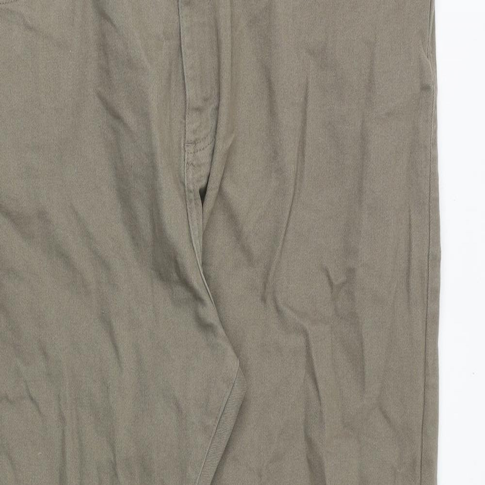 Marks and Spencer Mens Green Cotton Straight Jeans Size 44 in Extra-Slim Zip