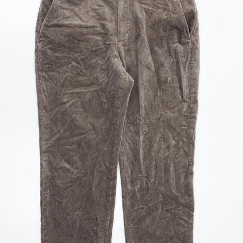 Marks and Spencer Mens Brown Cotton Trousers Size 34 in L29 in Regular Zip