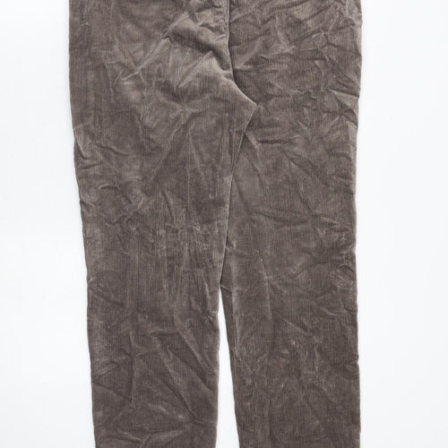 Marks and Spencer Mens Brown Cotton Trousers Size 34 in L29 in Regular Zip