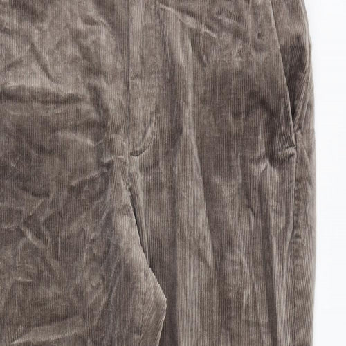 Marks and Spencer Mens Brown Cotton Trousers Size 34 in L29 in Regular Zip