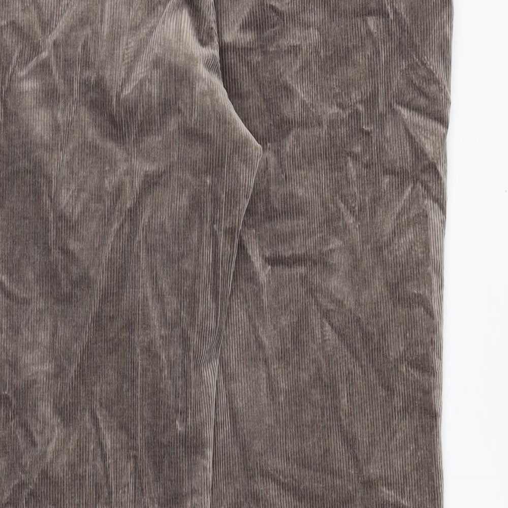 Marks and Spencer Mens Brown Cotton Trousers Size 34 in L29 in Regular Zip