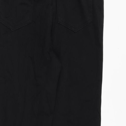 Marks and Spencer Womens Black Cotton Straight Jeans Size 14 Regular Zip