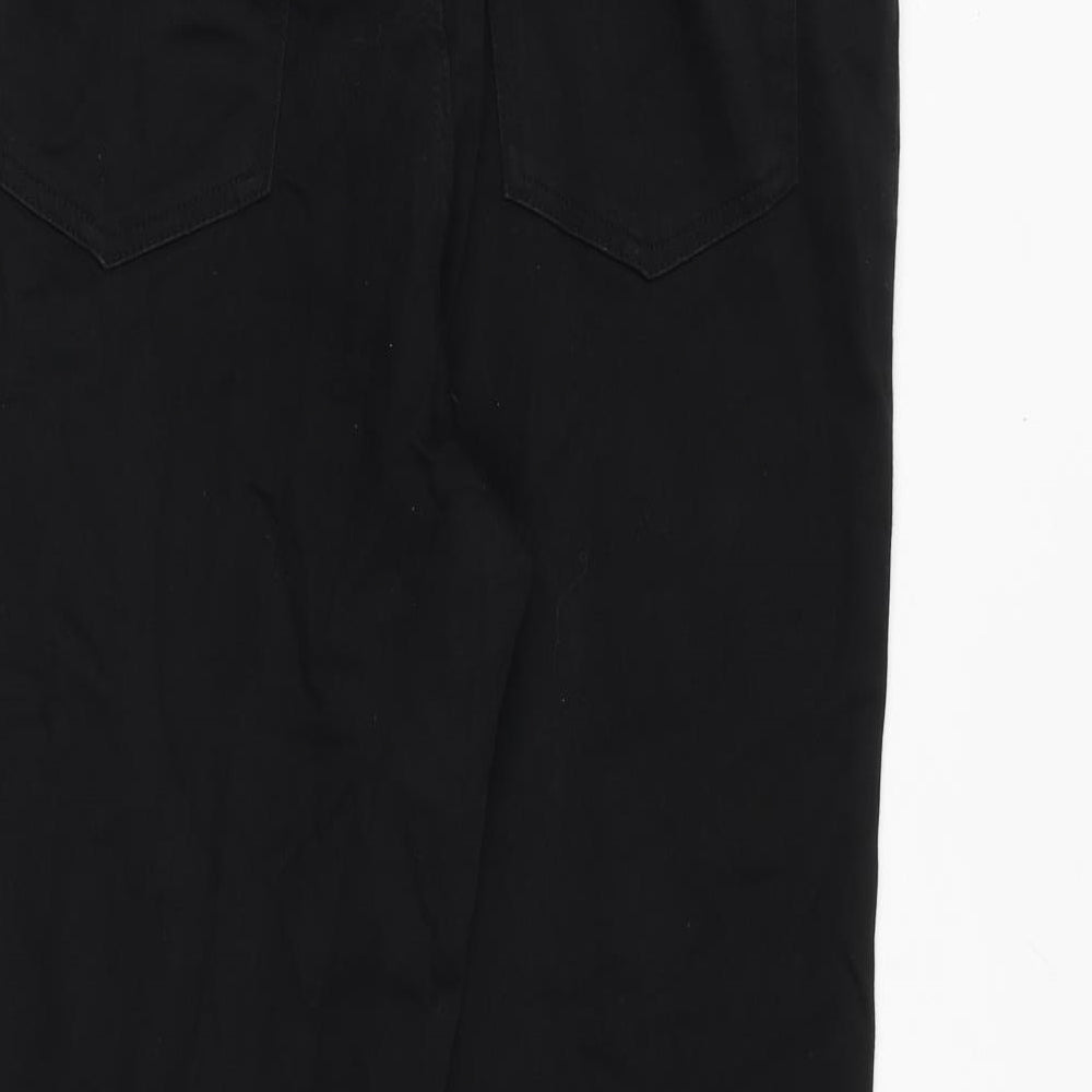 Marks and Spencer Womens Black Cotton Straight Jeans Size 14 Regular Zip