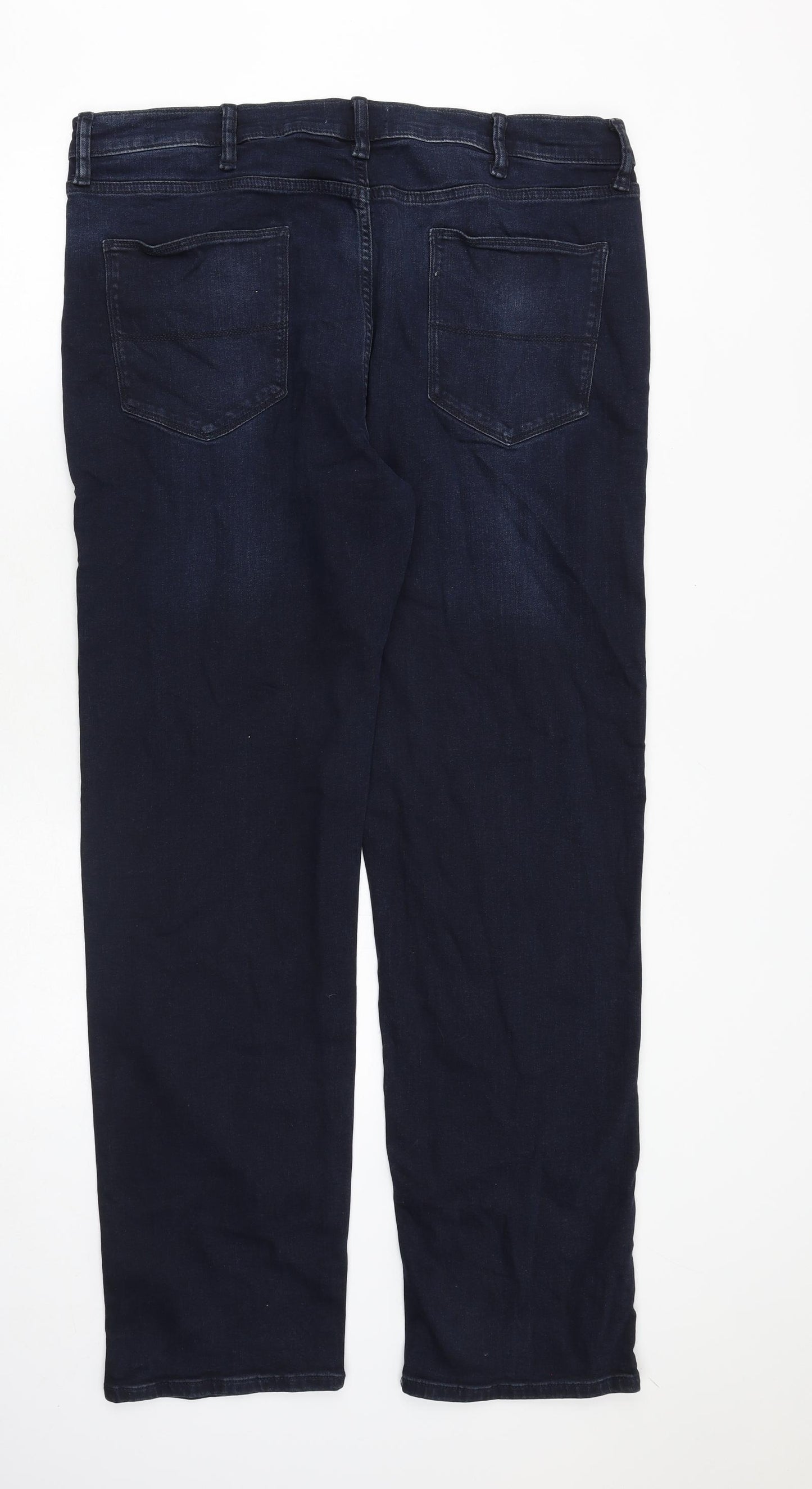 Marks and Spencer Mens Blue Cotton Straight Jeans Size 40 in L29 in Regular Zip