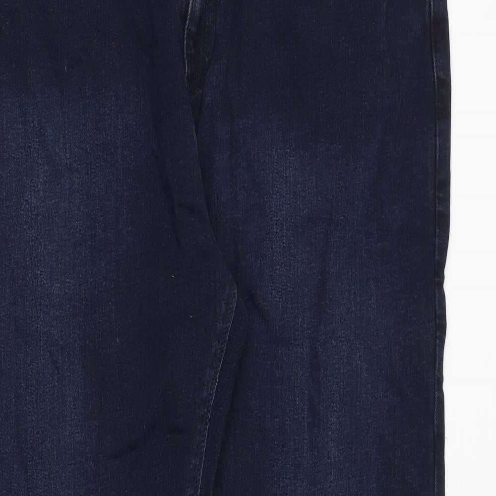 Marks and Spencer Mens Blue Cotton Straight Jeans Size 40 in L29 in Regular Zip