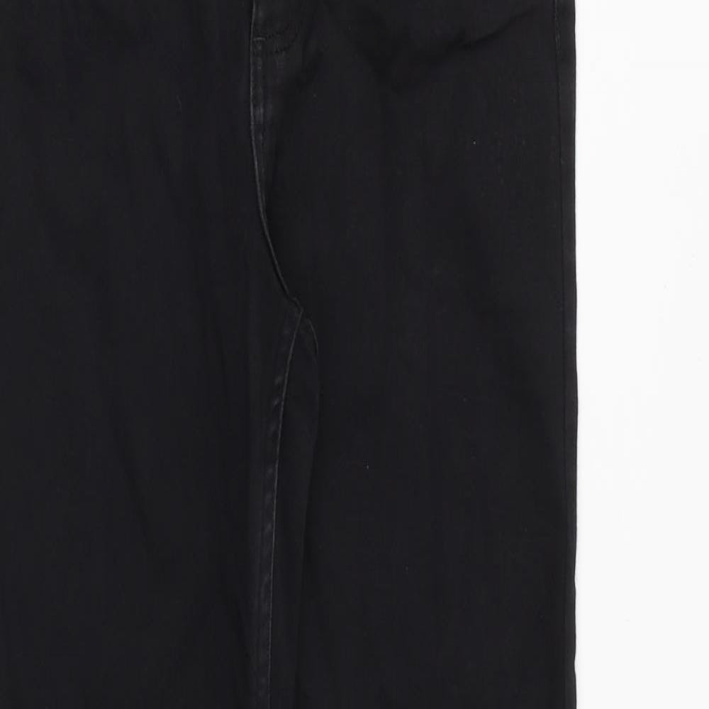 Marks and Spencer Womens Black Cotton Straight Jeans Size 10 Regular Zip