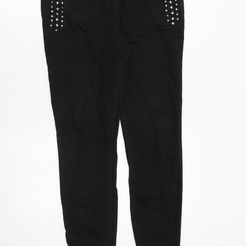 NEXT Womens Black Cotton Skinny Jeans Size 12 Slim Zip
