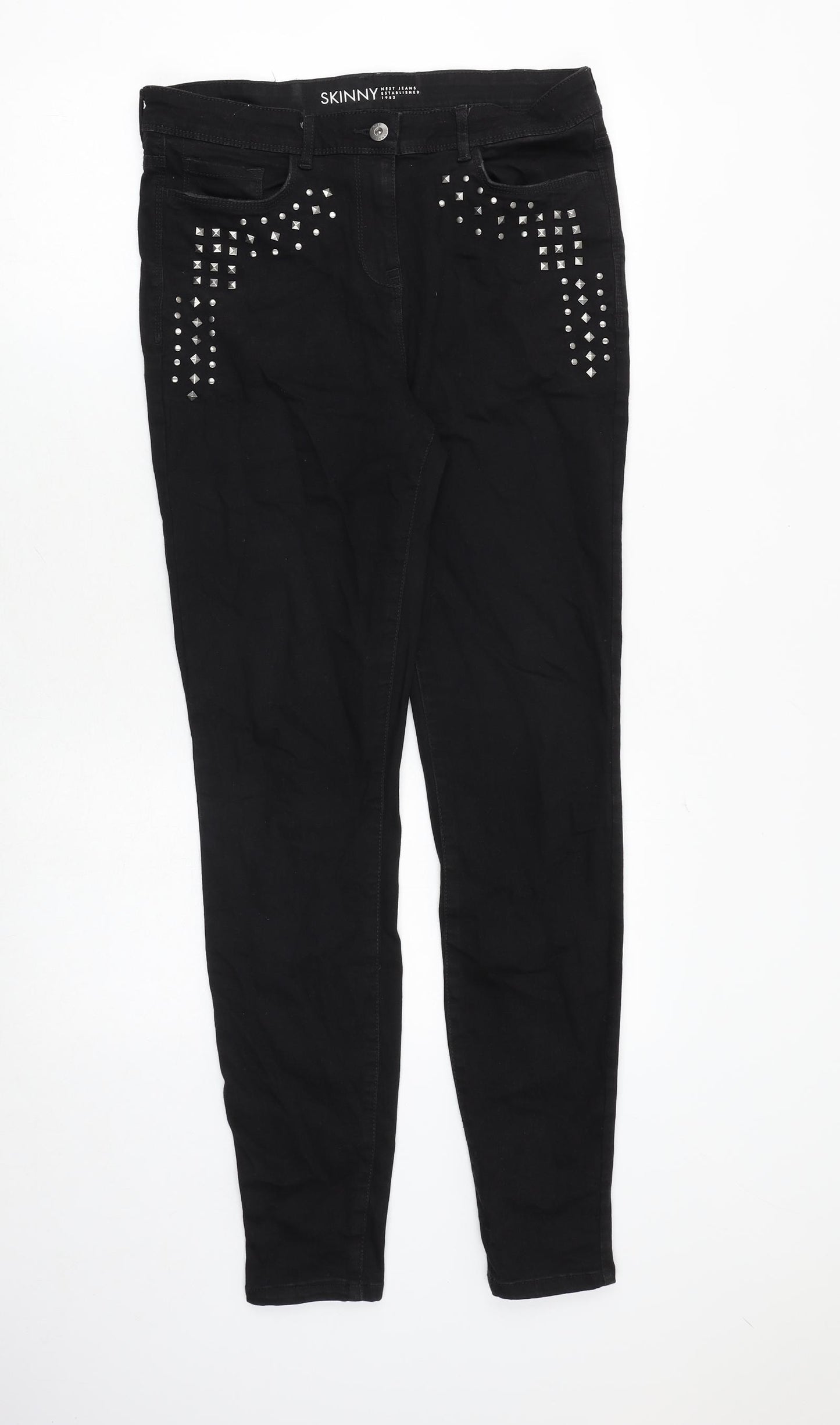 NEXT Womens Black Cotton Skinny Jeans Size 12 Slim Zip