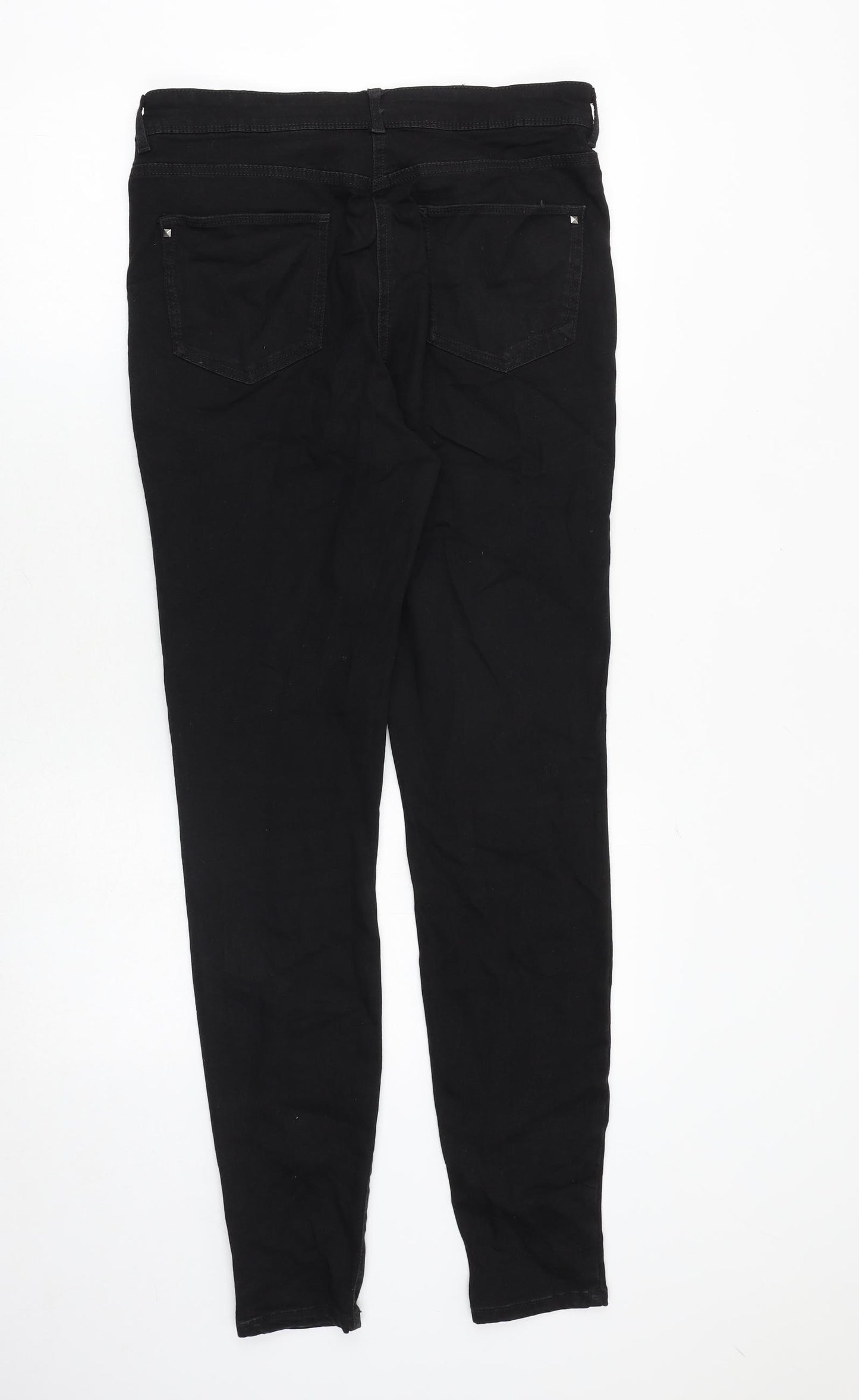 NEXT Womens Black Cotton Skinny Jeans Size 12 Slim Zip