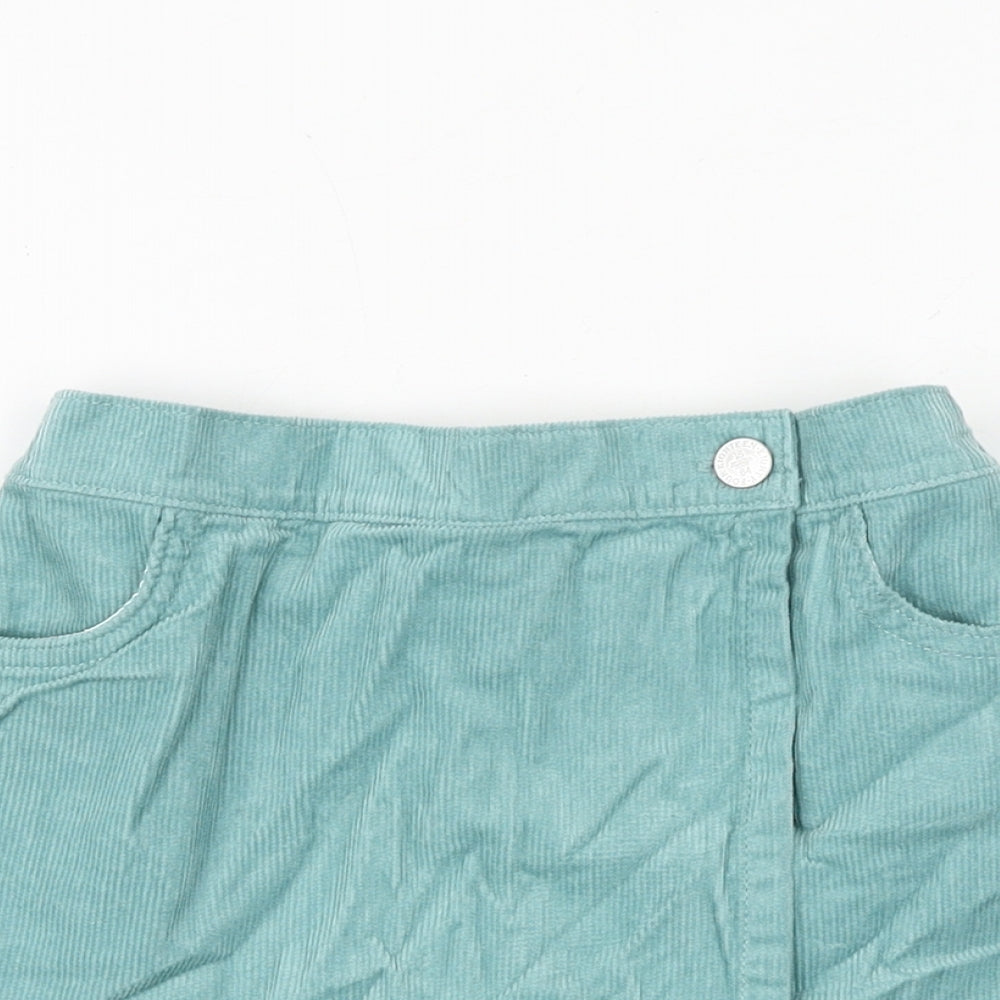 Marks and Spencer Girls Green Cotton A-Line Skort Size 5-6 Years Regular Button
