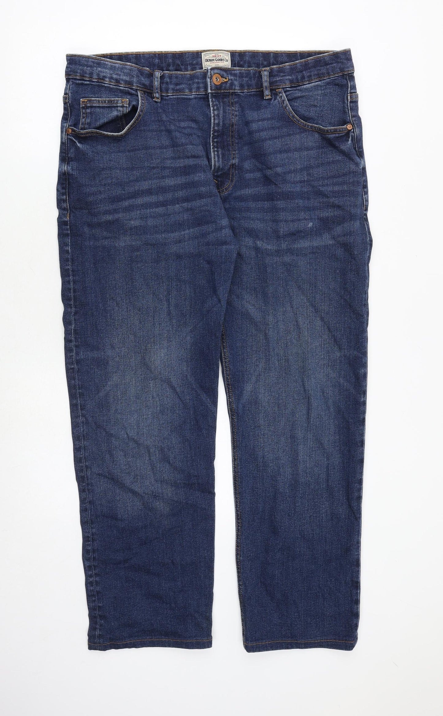 NEXT Mens Blue Cotton Straight Jeans Size 38 in Regular Zip