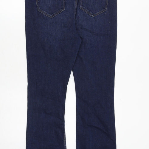 Marks and Spencer Womens Blue Cotton Flared Jeans Size 14 Slim Zip