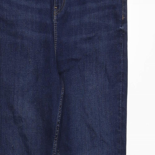 Marks and Spencer Womens Blue Cotton Flared Jeans Size 14 Slim Zip