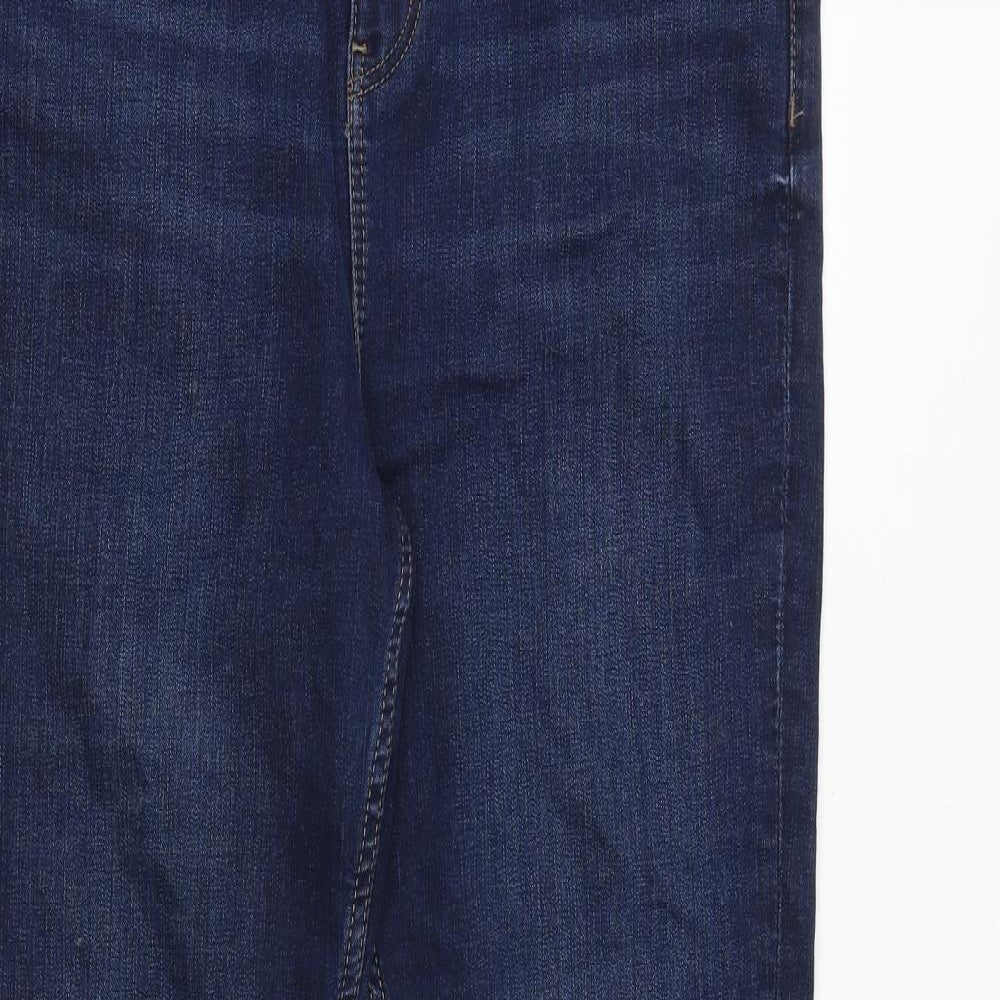Marks and Spencer Womens Blue Cotton Flared Jeans Size 14 Slim Zip