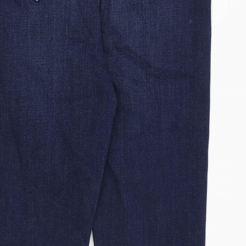 Marks and Spencer Womens Blue Cotton Flared Jeans Size 14 Slim Zip