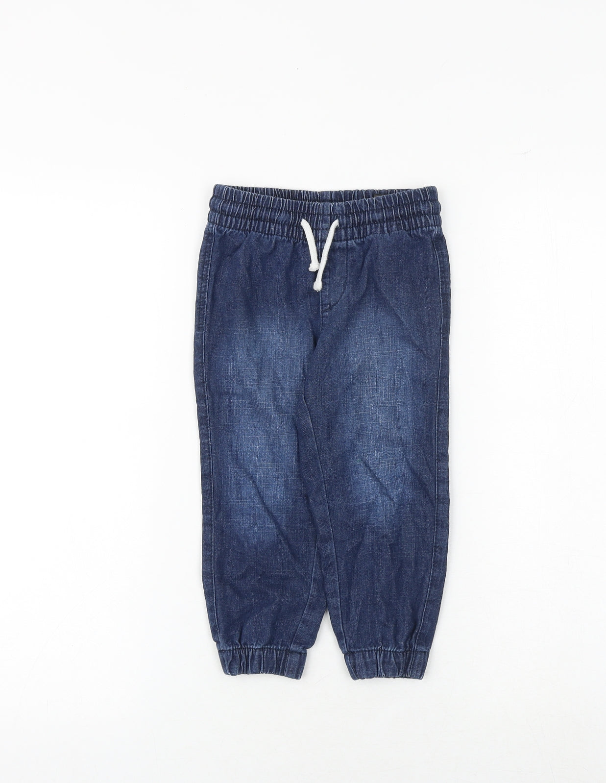 H&M Boys Blue Cotton Tapered Jeans Size 2 Years Regular Drawstring