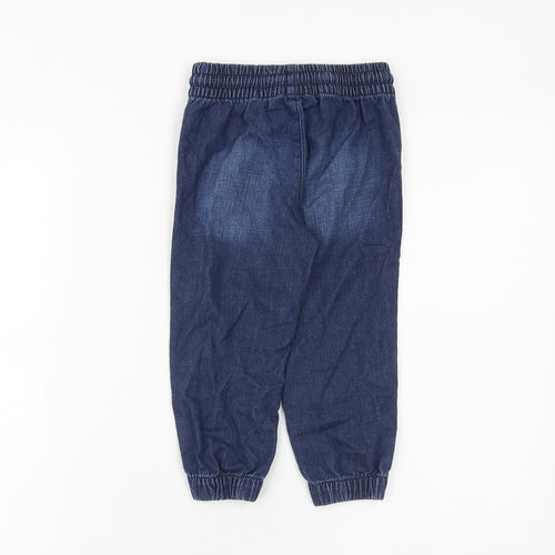 H&M Boys Blue Cotton Tapered Jeans Size 2 Years Regular Drawstring
