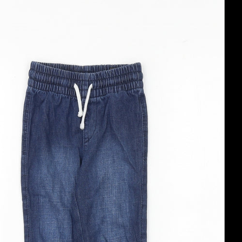 H&M Boys Blue Cotton Tapered Jeans Size 2 Years Regular Drawstring
