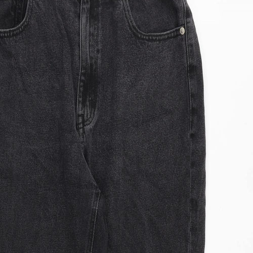 Pull&Bear Womens Black Cotton Mom Jeans Size 12 Regular Zip