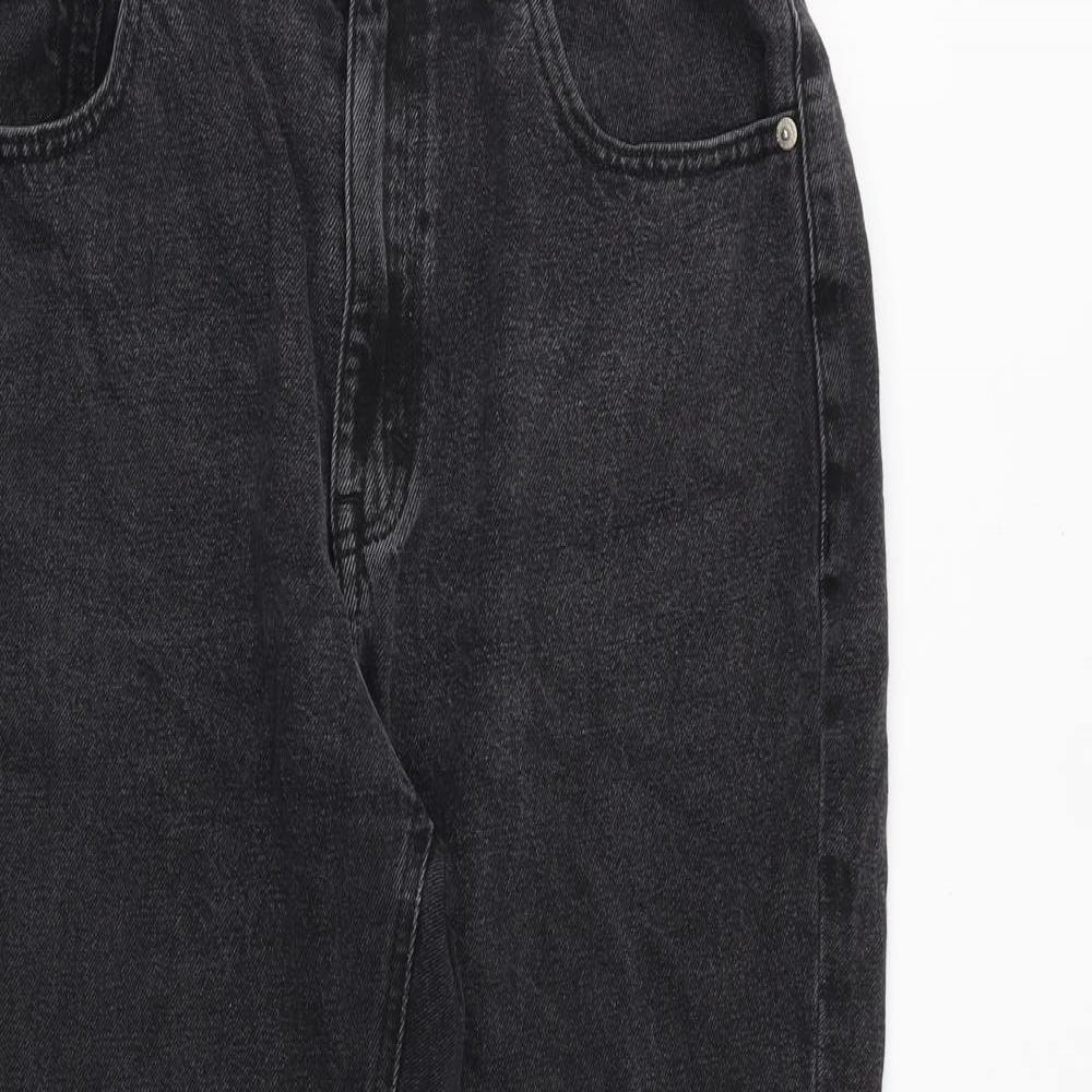 Pull&Bear Womens Black Cotton Mom Jeans Size 12 Regular Zip