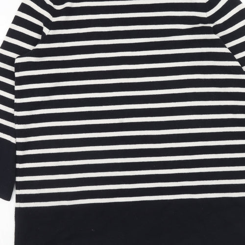 Joules Womens Black Striped Acrylic Jumper Dress Size 14 Round Neck Pullover