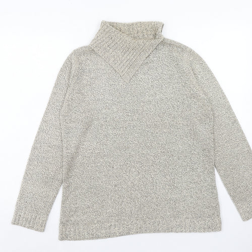 Ladies Womens Beige High Neck Acrylic Pullover Jumper Size 10