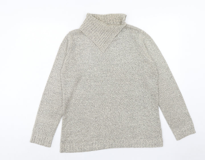 Ladies Womens Beige High Neck Acrylic Pullover Jumper Size 10