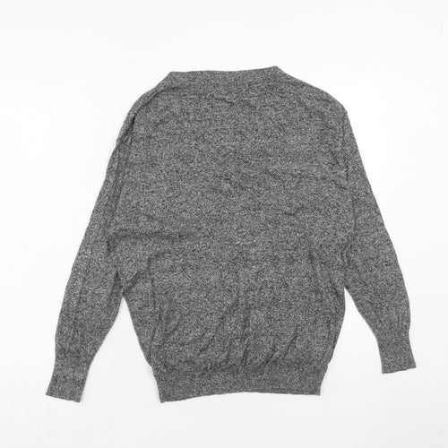 Marks and Spencer Womens Grey V-Neck Cotton Pullover Jumper Size 10