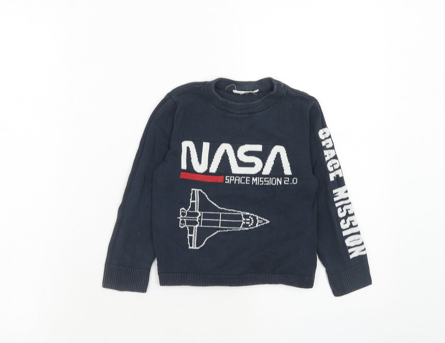 H&M Boys Blue Round Neck Cotton Pullover Jumper Size 2-3 Years Pullover - NASA