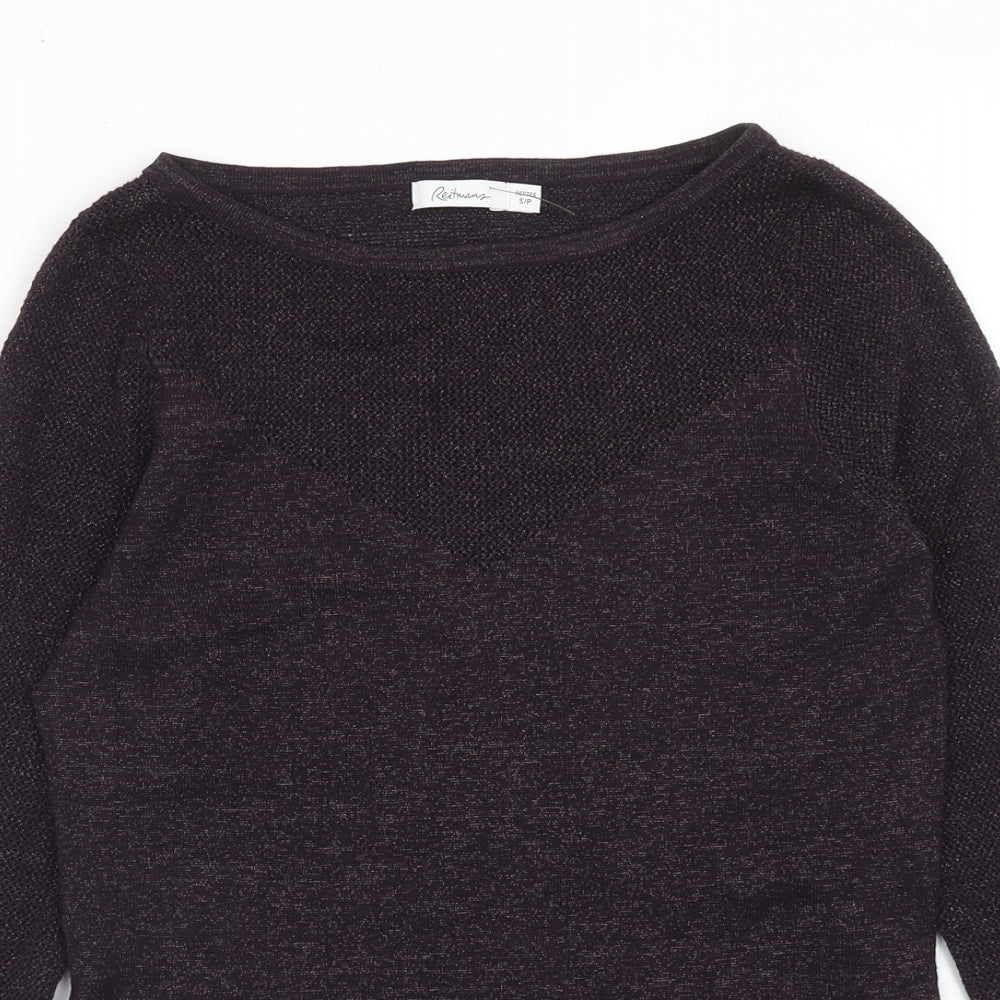 Reitmans Womens Purple Round Neck Viscose Pullover Jumper Size S