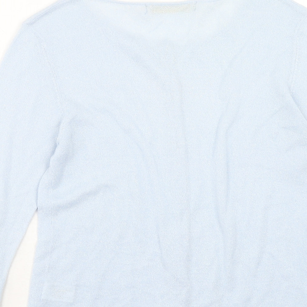 Kaliko Womens Blue Round Neck Viscose Cardigan Jumper Size 12