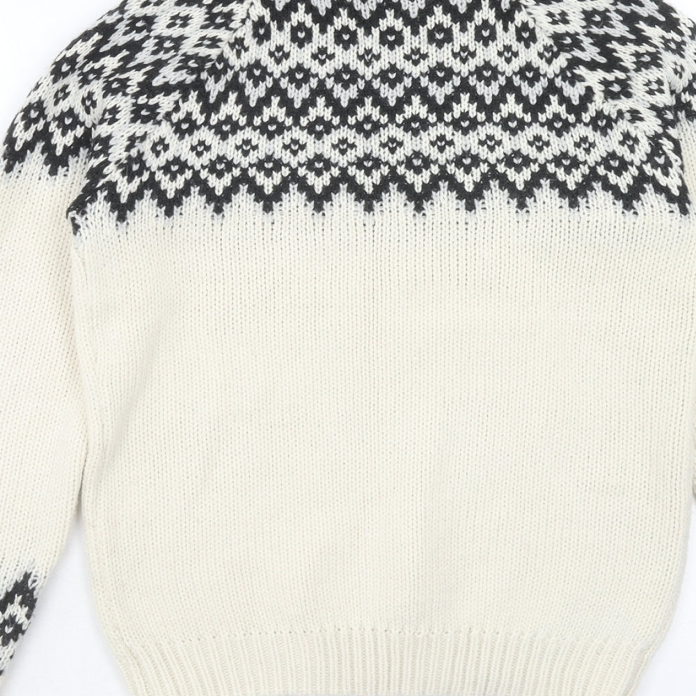 Dorothy Perkins Womens Ivory Round Neck Fair Isle Acrylic Pullover Jumper Size 10