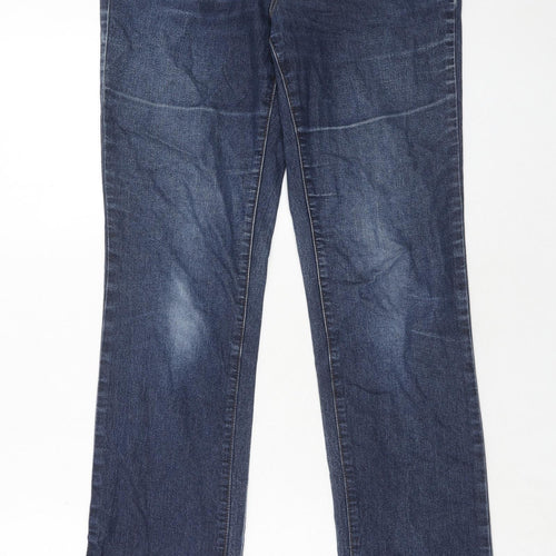 Dorothy Perkins Womens Blue Cotton Straight Jeans Size 10 Regular Zip