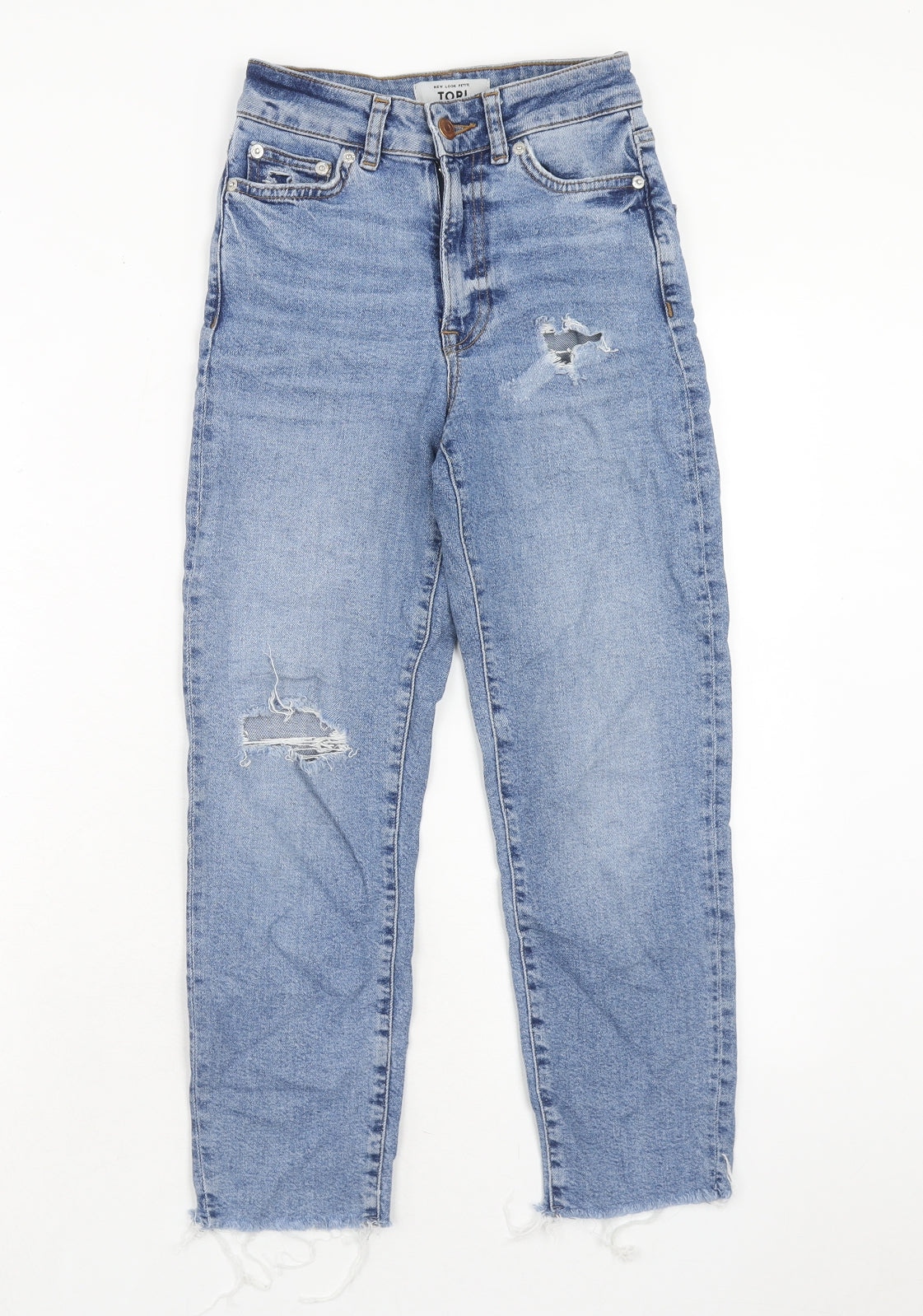 New Look Womens Blue Cotton Mom Jeans Size 4 Regular Zip