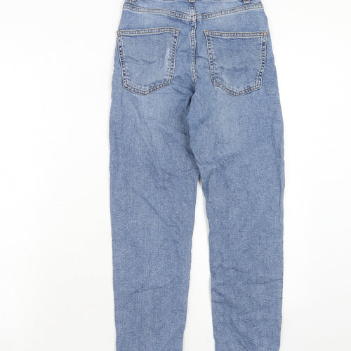 New Look Womens Blue Cotton Mom Jeans Size 4 Regular Zip