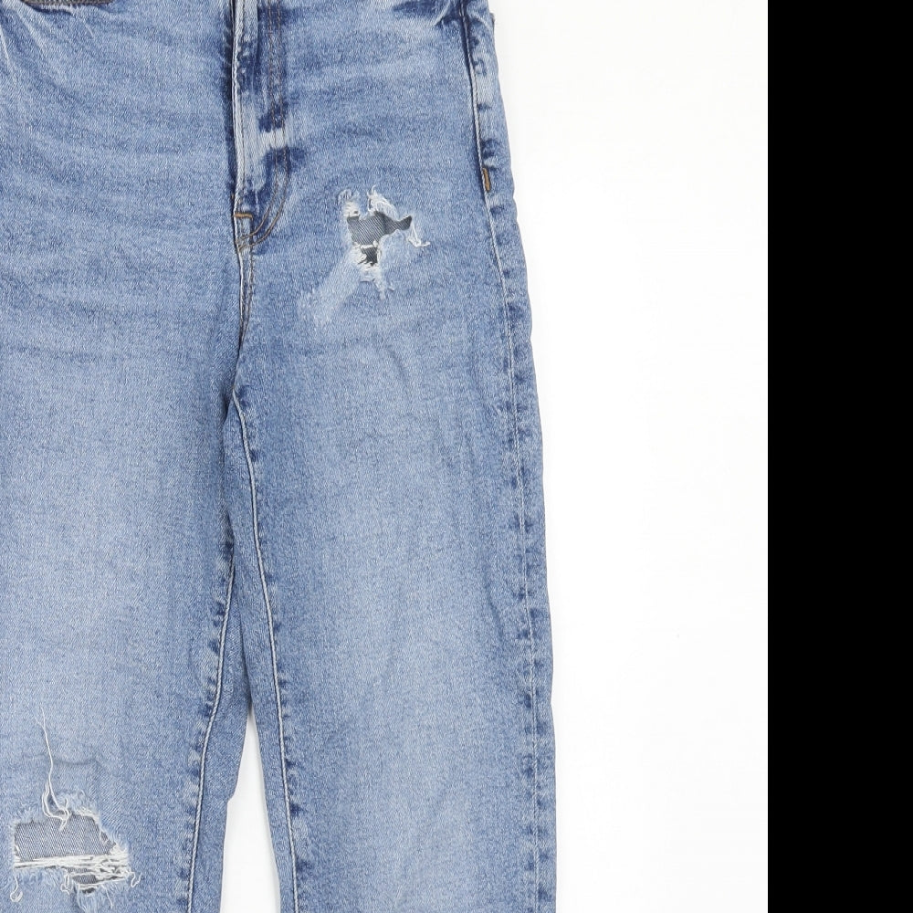 New Look Womens Blue Cotton Mom Jeans Size 4 Regular Zip