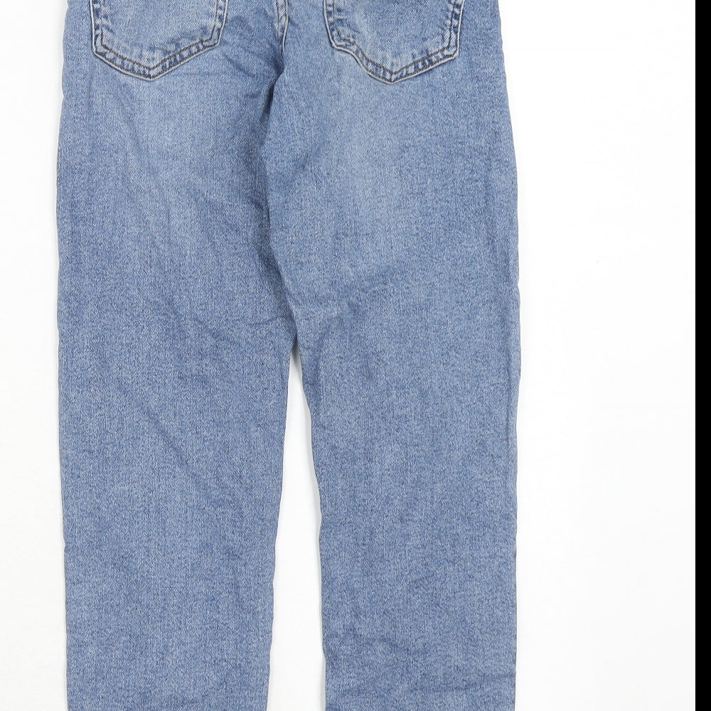 New Look Womens Blue Cotton Mom Jeans Size 4 Regular Zip