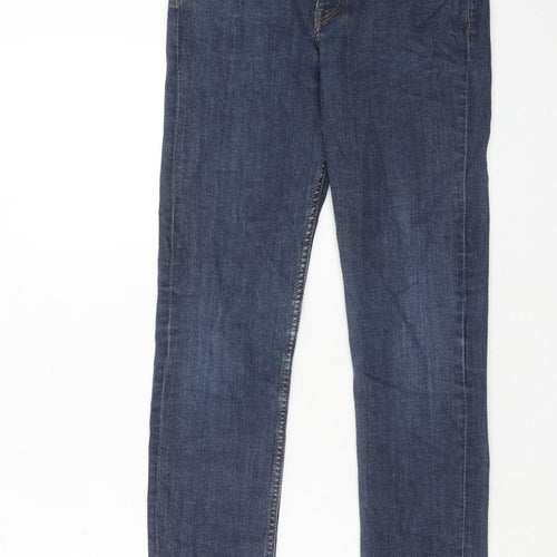 H&M Boys Blue Cotton Skinny Jeans Size 13-14 Years Regular Zip