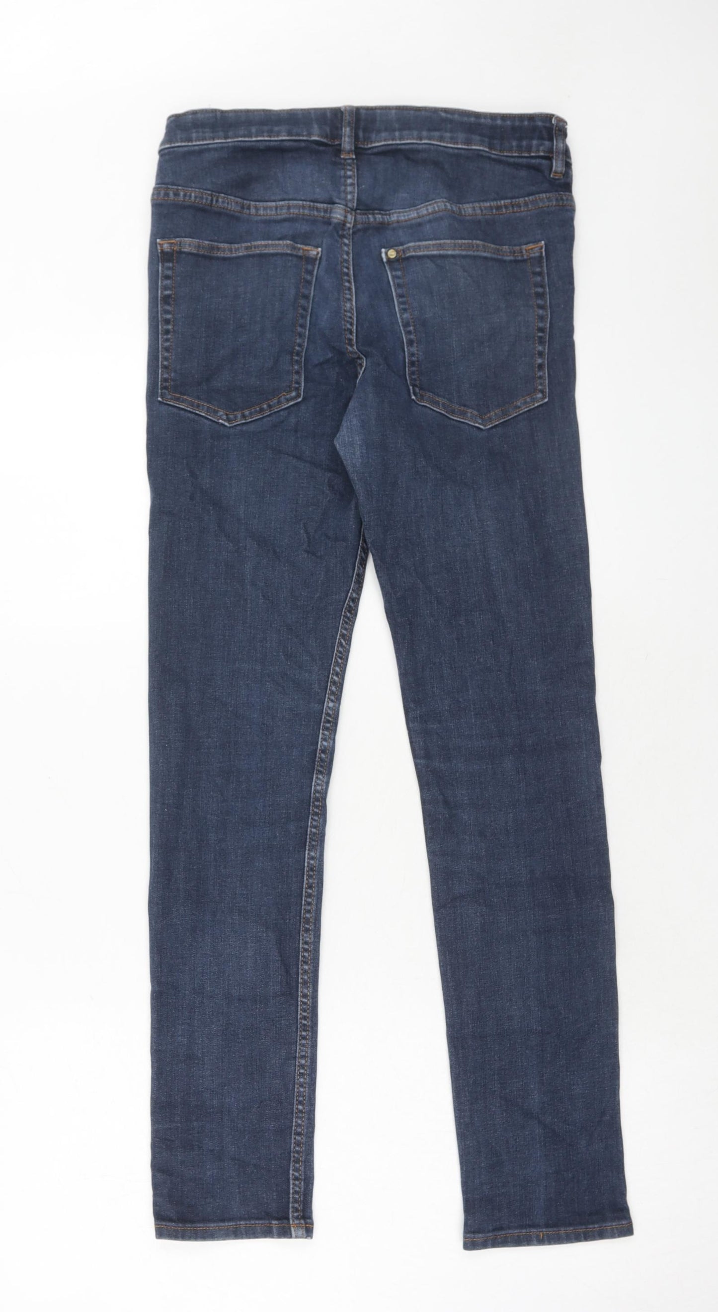 H&M Boys Blue Cotton Skinny Jeans Size 13-14 Years Regular Zip