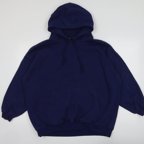 Zara Mens Blue Cotton Pullover Hoodie Size L